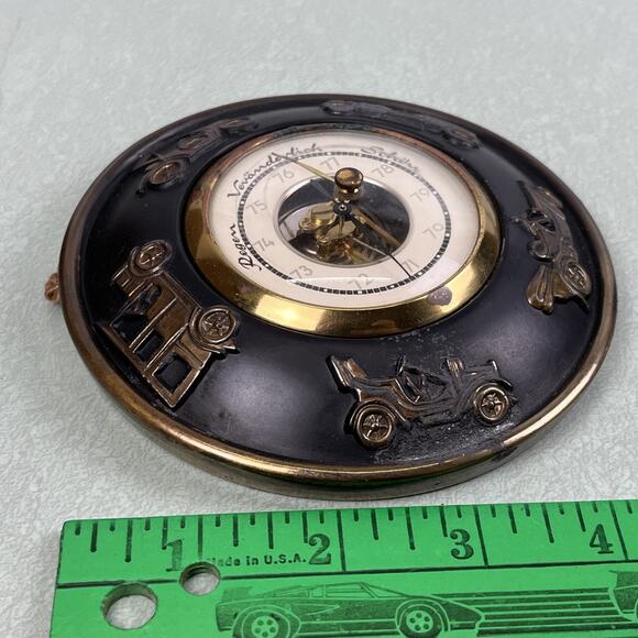 Vintage Aneroid Barometer Solid Brass & Glass German Car Themed - Picture 2 of 7